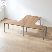 Bureau en T 300x150x75cm, Table de bureau compacte pour poste de travail, Emballage compact, Bureau en rangée longue pour réduire les frais de livraison