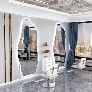 Miroir de Salon LED Irrégulier Sans Cadre pour Coiffure, Design Moderne en Acier Inoxydable, 3 Températures de Couleur Changeantes, Mural pour Salon de Coiffure - Product Image 5