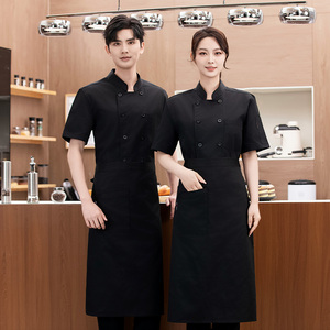 ชุดเครื่องแบบเชฟสำหรับทุกเพศ, เสื้อเชฟทำอาหารแขนสั้นระบายอากาศได้ดีเสื้อเชฟแบบกระดุมสองแถว - Product Image 4