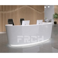 Boutique comptoir de réception en bois blanc brillant ovale demi-cercle en forme de bureau hôtel réception