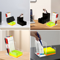 Support de bureau multifonctionnel moderne en acrylique transparent personnalisé pour crayons et stylos, présentoir, support de téléphone, organisateur de bureau à 2 niveaux de 3 mm