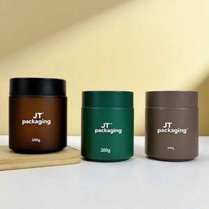 Custom 200g Round Wide Mouth Straight Side Glass Health Care Bottles 200ml Glass Cosmetic Jar for Supplement Capsules - Product Image 1