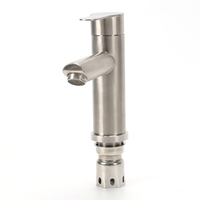 Robinet de lavabo de salle de bain moderne en acier inoxydable 304 gris bronze, monocommande, à une seule trouée, finition brossée, en céramique