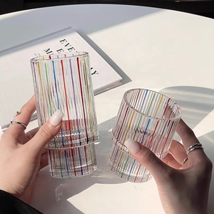 Creativo colorido rayado girasol en relieve vidrio <span class=keywords><strong>Murano</strong></span> beber jugo taza vaso apilable diamante whisky vidrio - Product Image 5