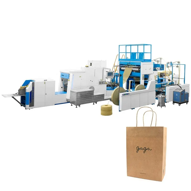 Китайская высокоскоростная машина для производства бумажных пакетов oyang, линия по производству бумажных пакетов с квадратным дном и крафтовой ручкой в раджкоте