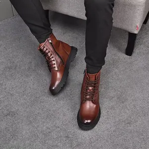 Botas Martin de couro bovino genuíno masculinas, calçados de inverno de alta qualidade com palmilha de borracha, venda imperdível online