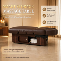 Table de massage électrique à 4 moteurs avec base en bois et tiroirs de rangement, lit de spa confortable avec coussin chauffant intégré pour le réchauffement