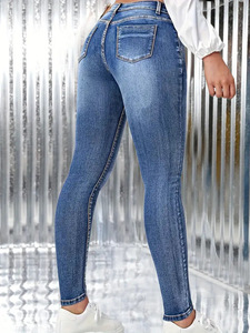 <span class=keywords><strong>Pantalones</strong></span> vaqueros ajustados elásticos <span class=keywords><strong>de</strong></span> cintura alta para mujer, casuales, lisos, <span class=keywords><strong>de</strong></span> 9 pulgadas <span class=keywords><strong>de</strong></span> largo, al <span class=keywords><strong>por</strong></span> mayor para reventa - Product Image 6