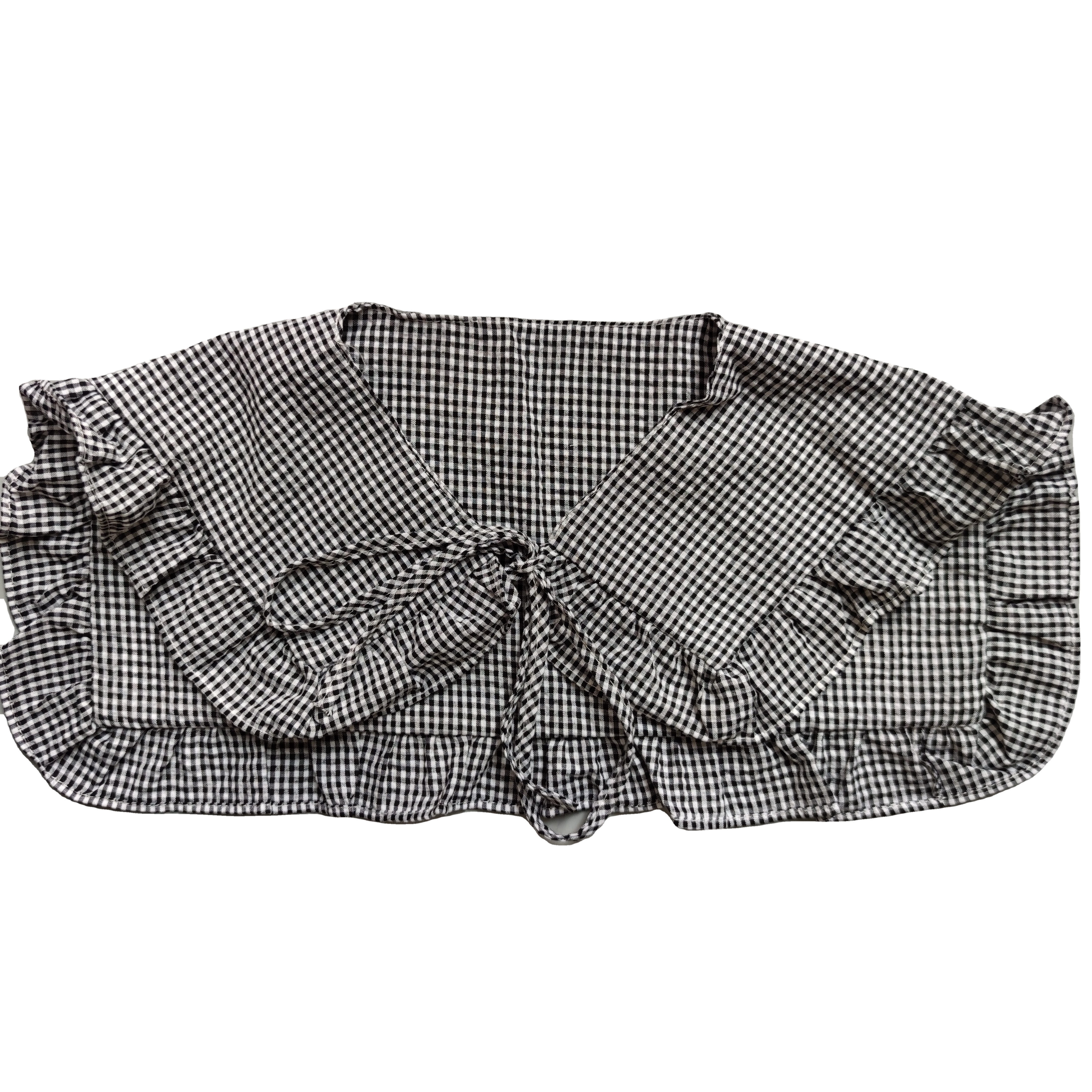 Черно-белый съемный тканевый воротник с узором в клетку с отделкой для студентов