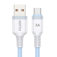 Kabel Pengisi Daya Tipe C Biru Muda USB-A ke Tipe-C 3A untuk Smartphone Tablet Power Bank Mobil Rumah Perjalanan