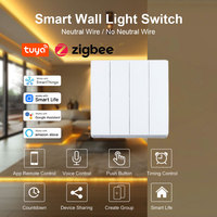 Interruptor de Luz Zigbee Tuya para la UE, Interruptor de Pared con Botón Pulsador, 1, 2, 3, 4 Vías, Control por Voz con Alexa y Google Home