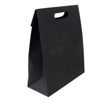 Sac en papier kraft de luxe découpé sur mesure noir pour emballage cadeau, parfums, cosmétiques, produits de beauté, perruques, avec lamination