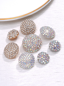 Handmade Phong Cách Sang Trọng 15Mm 25Mm Kích Thước Pha Lê Rhinestone khảm Máy Có Thể Giặt Bán Buôn Kẽm Hợp Kim Kim Loại Nút Mạ - Product Image 5