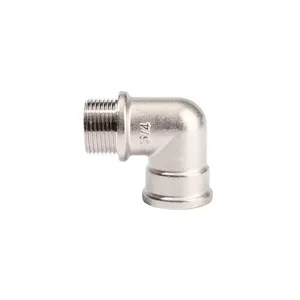 Water Brass 90 Degree Elbow Pipe Fitting Female And Male Stainless Steel Ferrule Connector Pipe Coupling Pipe Nipple
