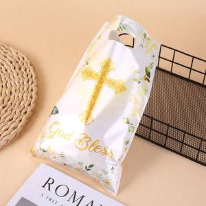 10 pièces/paquet première Communion fête faveur cadeau sacs dieu bénisse église en plastique croix poignée sac pour bébé baptême anniversaire décor - Product Image 3