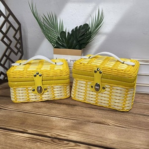 Paniers-cadeaux de vacances, panier tissé assorti à une boîte-cadeau, valise, boîte de mariage, panier en plastique tressé, boîtes de rangement en rotin - Product Image 5