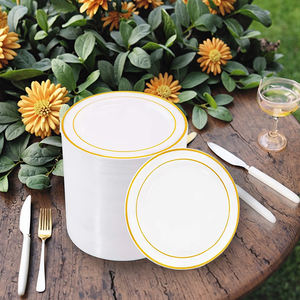 कस्टम रंग सोने रिम डिस्पोजेबल डिनर प्लेट शादी क्रिसमस प्लास्टिक प्लेट ट्रे डाइनिंग टेबलवेयर पार्टी - Product Image 5