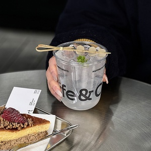 Bicchieri di Plastica PET a Forma di U Personalizzati con Logo per Bevande <span class=keywords><strong>da</strong></span> <span class=keywords><strong>Asporto</strong></span>, Trasparenti con Coperchi - Product Image 5