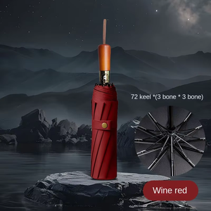 12 Rids di alta qualità ombrello pieghevole uomini d'affari antivento automatico in legno manico pieghevole ombrello per la pioggia e il sole - Product Image 6