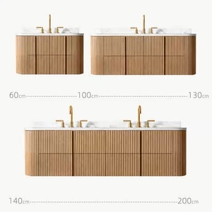 Meubles de salle de bain muraux au design simple et personnalisé, armoire de salle de bain avec miroir et lavabo - Product Image 2