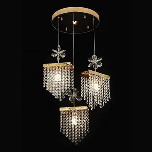 Fabriek Directe Verkoop Kristal Luxe Hanglamp Franse Vintage Plafondlamp Weelderige Gouden Gordijnlamp Voor Hotel Slaapkamer