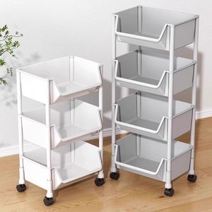 Petit chariot mobile à 4 niveaux, étagère de <span class=keywords><strong>rangement</strong></span> simple pour salon, <span class=keywords><strong>chambre</strong></span>, collations et articles divers, organisateur de vide-espaces - Product Image 1