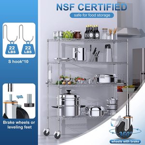 Estante de Metal cromado de 4 capas para cocina, estantería de almacenamiento de alambre duradero, cromo, móvil - Product Image 5