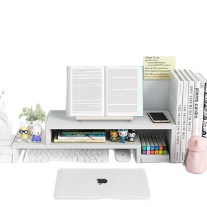 Desktop Bookshelf Storage Rack White Minimalist Design For <b>Desk</b> Organization Keyboard Holder Office Organizer - Product Image 5