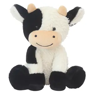 Nuevo y popular muñeco de vaca, juguete al por mayor de peluche, muñeco cómodo de animales transfronterizo, regalo para niña, muñeco de becerro en blanco y negro