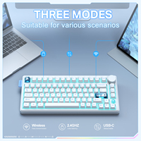 ONIKUMA Keyboard nirkabel MT706 RGB, Keyboard latensi grade e-sport Drive ganda sumbu kustom tiga Mode dengan tombol Volume