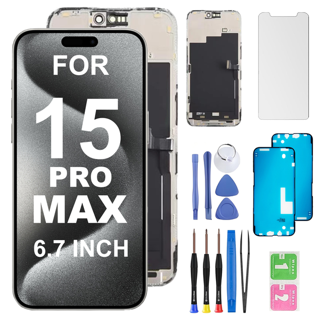 HQESTARX OLED for iPhone 15 Pro Max Screen Replacement INCELL LCD 14Por Max 16 Pro Max Display with Repair Tools Screen 3D Touch