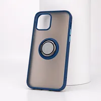 Capa de celular anti-choque, capa de celular azul fosca com suporte de anel para iphone 11 12 pro max