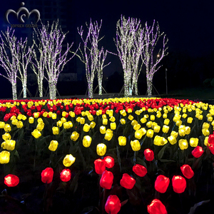 Großhandel Custom ized Outdoor Wasserdicht PU Rot Gelb Bunt Ästhetische Künstliche Blume Led Tulpen licht