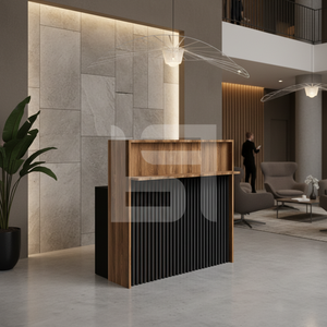 Modern Luxury Adjustable Height <b>Solid</b> <b>Wood</b> Reception <b>Desk</b> for Hotel Mall Office Workshop-Commercial Furniture Barber Furniture - Product Image 3