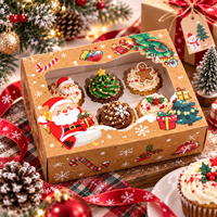 Boîte d'emballage personnalisée portable et pliable pour cupcakes, tartes aux œufs et desserts de Noël, avec fenêtre, en matériaux recyclés
