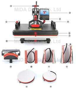 Presse à chaud combinée 8 en 1 Machine de transfert de chaleur avancée à affichage numérique par sublimation pour T-shirt/tasse/chapeau // ardoise/verre/roche - Product Image 6