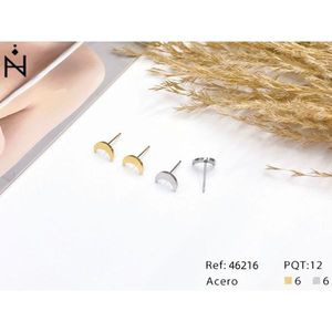 Orecchini a lobo a forma di luna in acciaio inossidabile 6mm, gioielli alla moda - Product Image 1