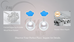 CHIC Series Alice Blue Cloud Pearl Stud Pendientes 18K Pendientes de gota de oro blanco Estilo clásico Regalo perfecto para niñas - Product Image 5
