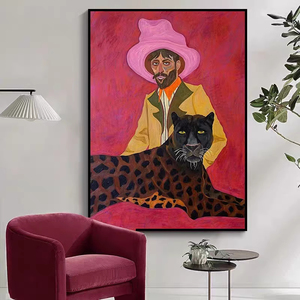 Peinture sur toile décorative de niche américaine, figure classique, salon, chambre à coucher, art déco, western cowboy, art mural ovale à suspendre - Product Image 5