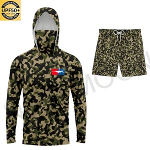 เสื้อตกปลาแขนยาวผ้ากันน้ำ UPF 50+ ป้องกันรังสียูวีสำหรับผู้ชาย เสื้อยืดแห้งเร็วลายพราง เสื้อฮู้ดตกปลา - Product Image 1