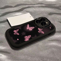 Coque de téléphone compatible avec Apple 15 Pro Max, iPhone 13, 16, papillon rose, TPU, PC rigide, antichoc, avec poignée, emballée, Plus