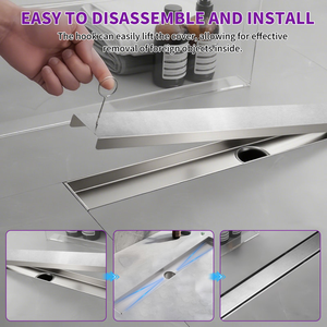 Desagüe de Ducha Invisible de 24 Pulgadas con Acabado de Acero Cepillado, Desagüe Lineal de Acero Inoxidable para Inserción en Azulejos, para Remodelación de Baños - Product Image 3