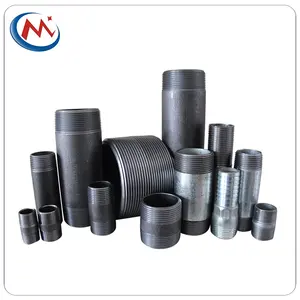 Manufacture Carbon steel pipe Nipple galvanized/ sand blasting black steel nipples for oil gas water