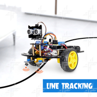 Kit de Voiture Robot Intelligente Multifonction 2WD Tscinbuny Éducatif avec Évitement d'Obstacles par Ultrasons et Suivi de Ligne Noire Programmable