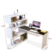 Bureau d'ordinateur de bureau rotatif et créatif en bois, convertible, table de chambre à coucher, simple, bibliothèque d'angle intégrée, réglable