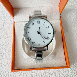 Montre à quartz unisexe en acier inoxydable, bracelet en alliage de 9 mm d'épaisseur, cadran rond, style simple, montre bracelet - Product Image 2