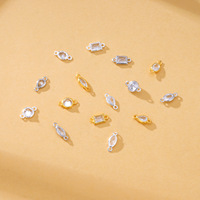 Vente en gros de composants de bijouterie en argent sterling 925 : breloques géométriques serties de zircone cubique et connecteurs à double anneau de jonction pour la création de bijoux DIY