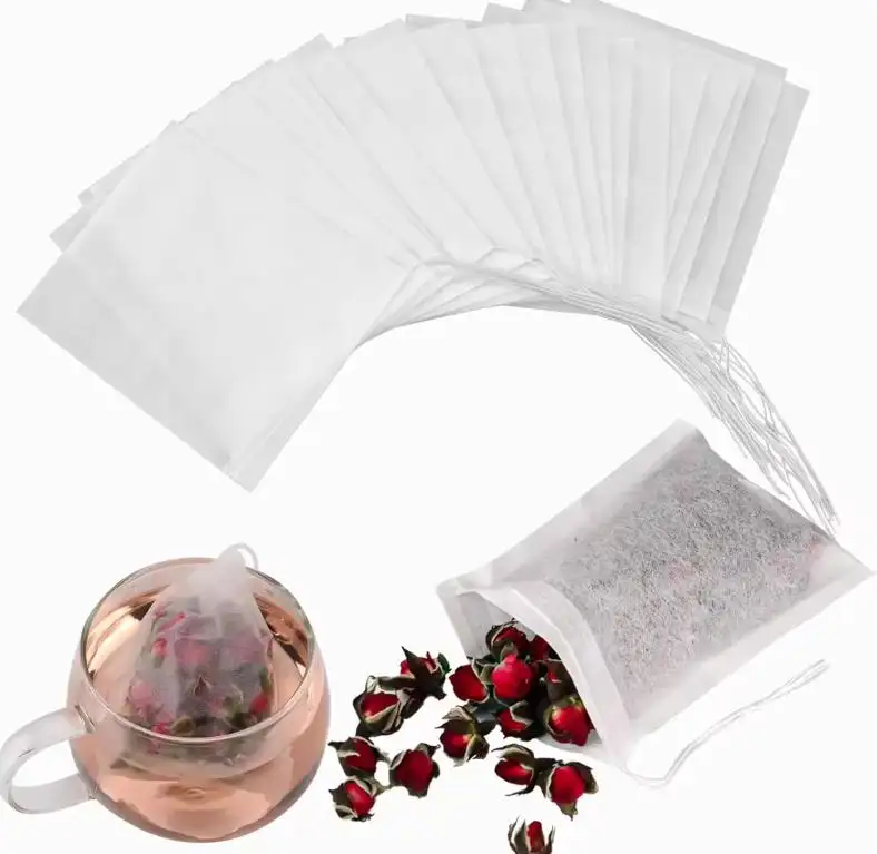 Bolsas de té desechables para té de hojas sueltas Bolsas de té no tejidas con cuerdas de algodón