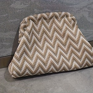 Zigzag Chevron Knit Kiss <b>Lock</b> Bag <b>Portable</b> Large Capacity Women Knitted Cosmetic Makeup Storage Pouch - Product Image 4