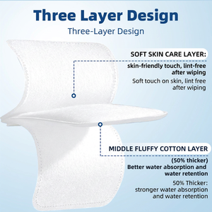 Tampons démaquillants carrés en <span class=keywords><strong>coton</strong></span> triple couche 7,5 x 7,5 cm, double face, sans peluches, dégraissés, en boîte, vente en gros - Product Image 2